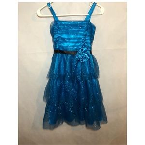 Wonder Girl Teal Sparkly Party Dress Size 12